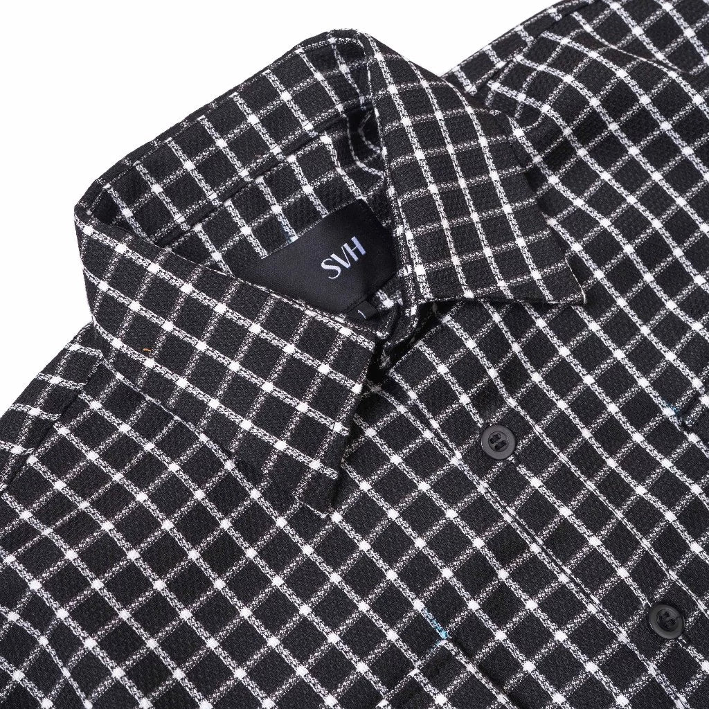 Cosmic Tartan Black Boxy Shirt - SVH Official