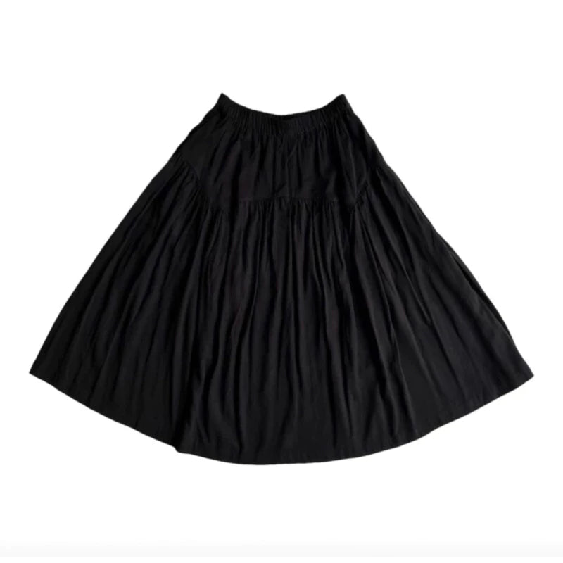 Ribbon Cotton Flare Skirt - Black/Red - Argyle & Oxford