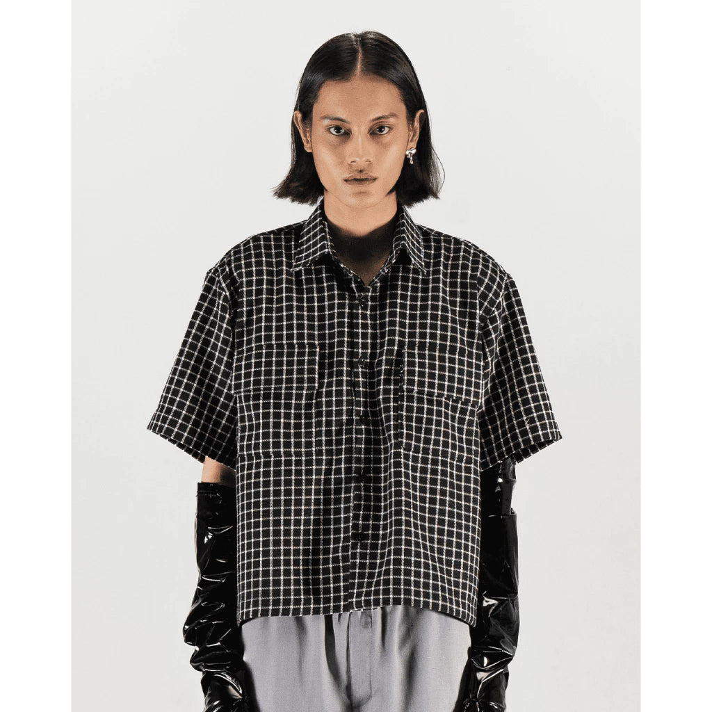 Cosmic Tartan Black Boxy Shirt - SVH Official