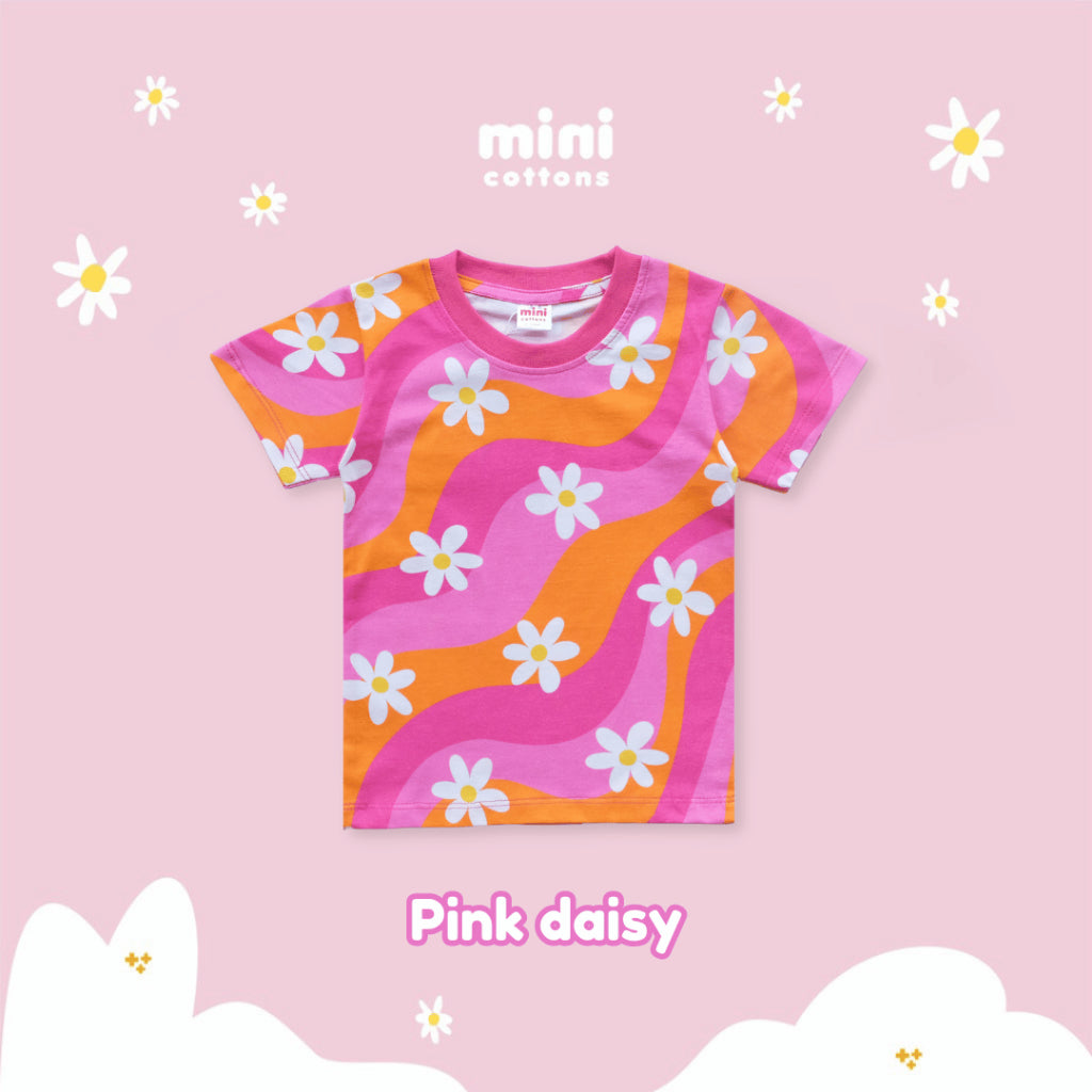Hgl Bambini - Fullprint Girls Tshirt Pink Daisy - Mini Cottons