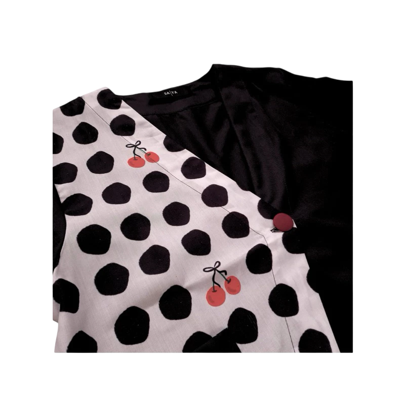 Cherry Polka Playtop Black White - Saya Saya