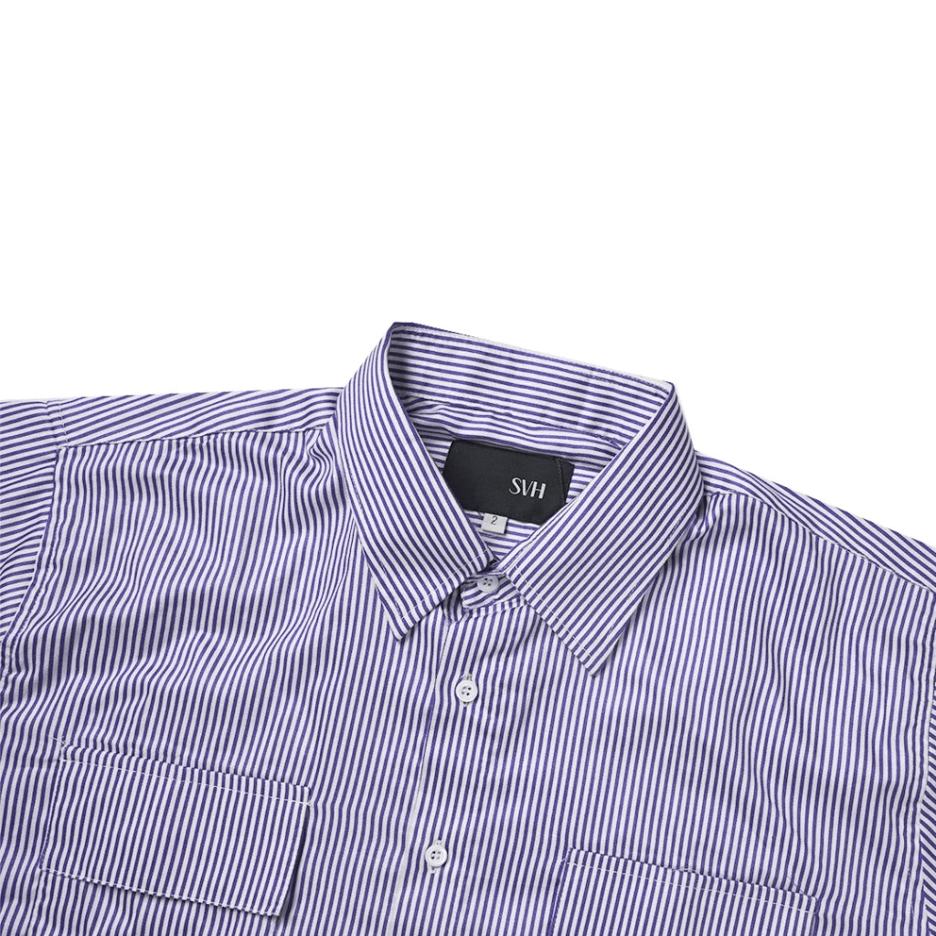 Leo Boxy Shirt White Blue - SVH Official