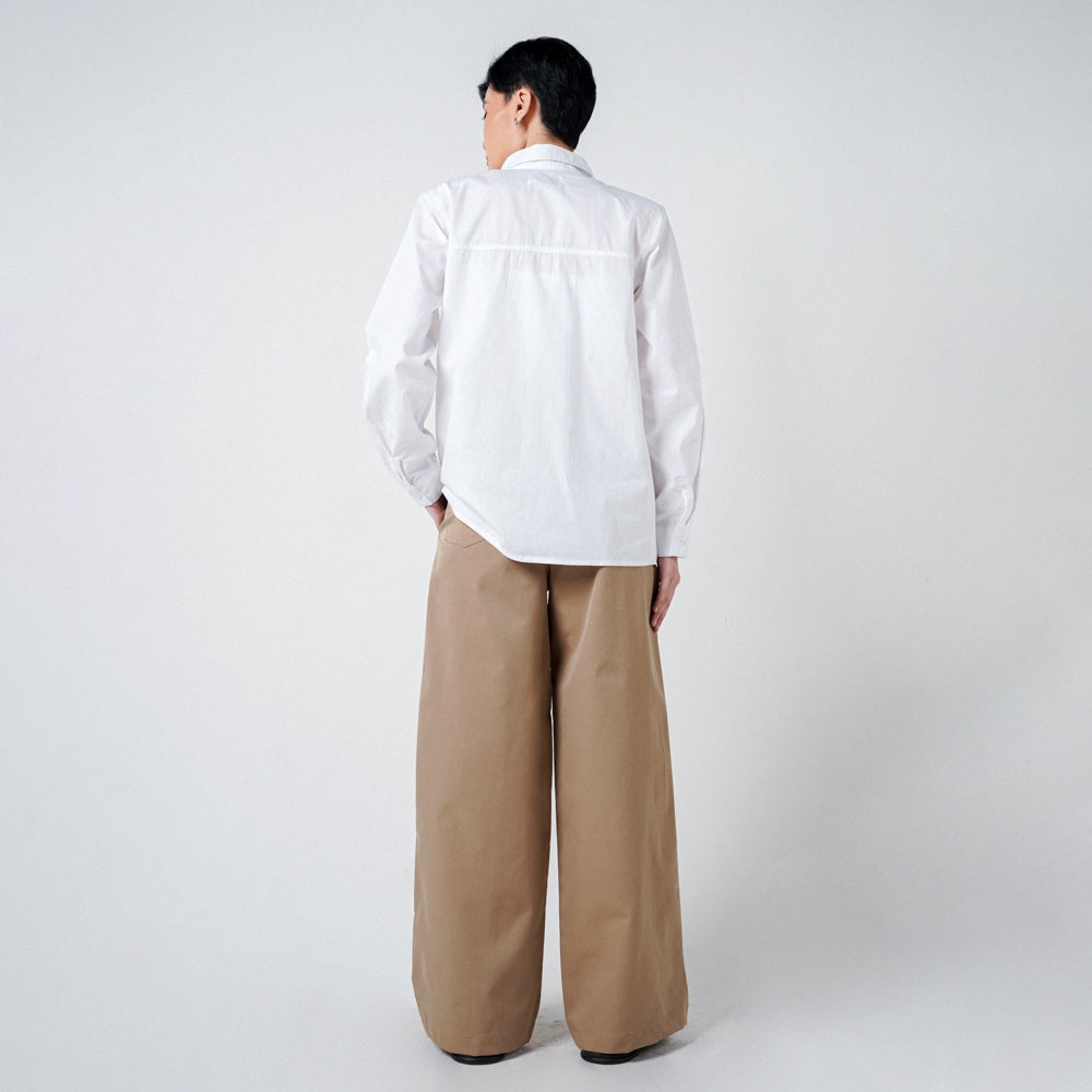 Aiden Wide Leg Pants Khaki - Ambra La Moda