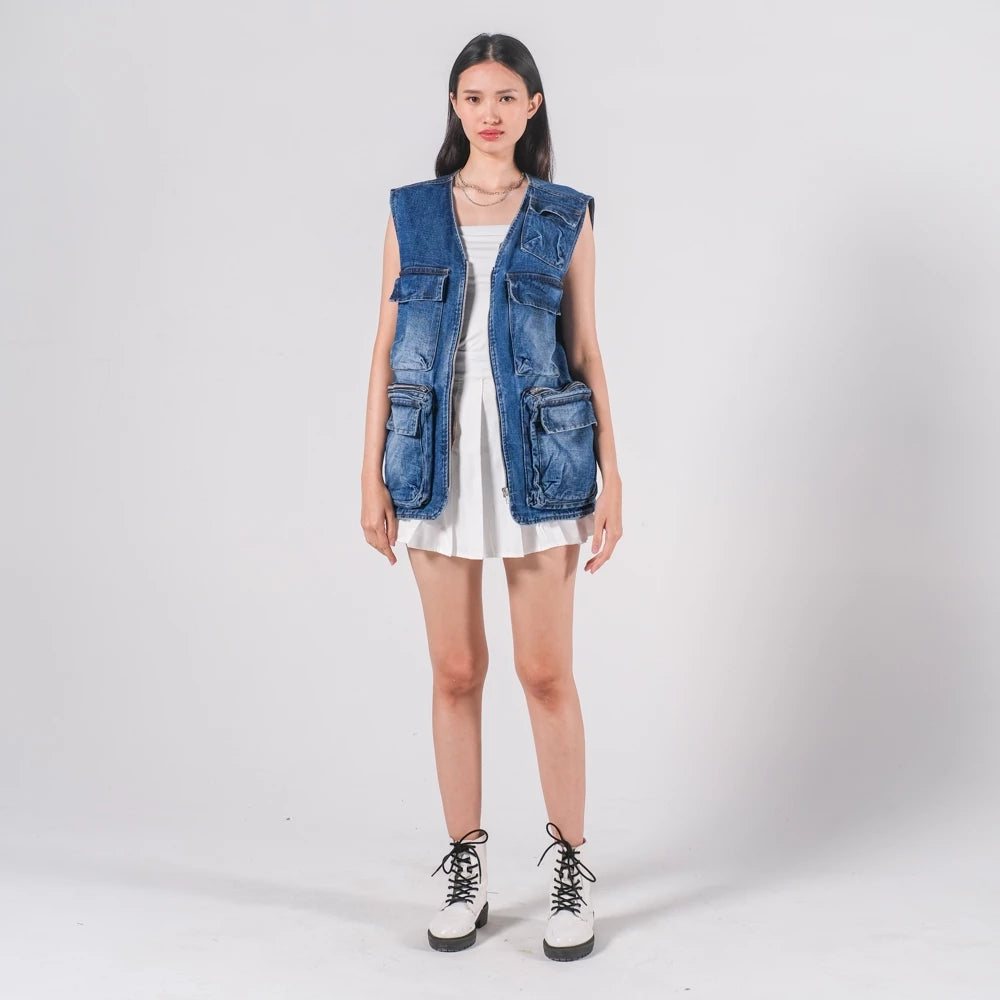 Jameson Denim Cargo Vest - Ambra La Moda