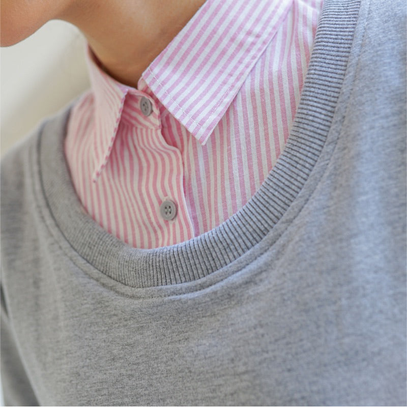 Leek Shirt Pink Grey - Casaelana