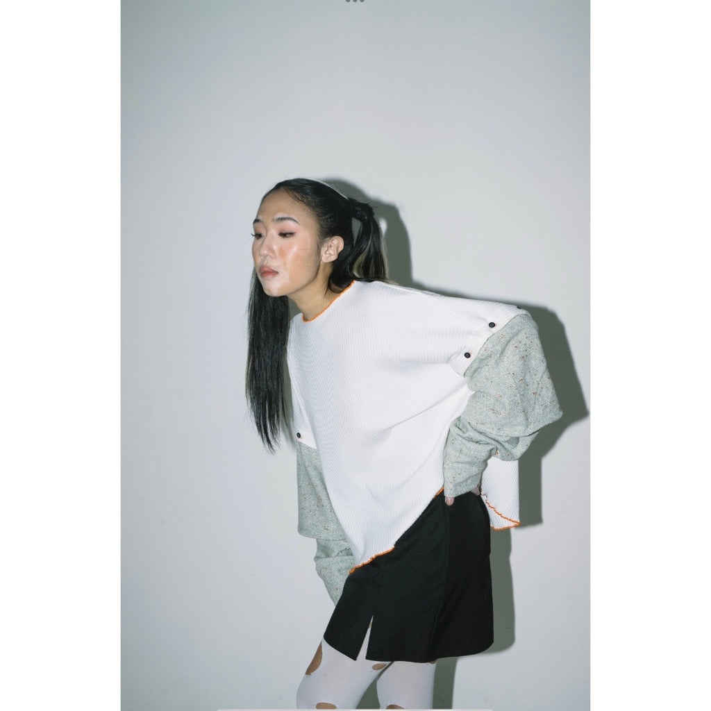 Color Block Sweater White - Wad Studio