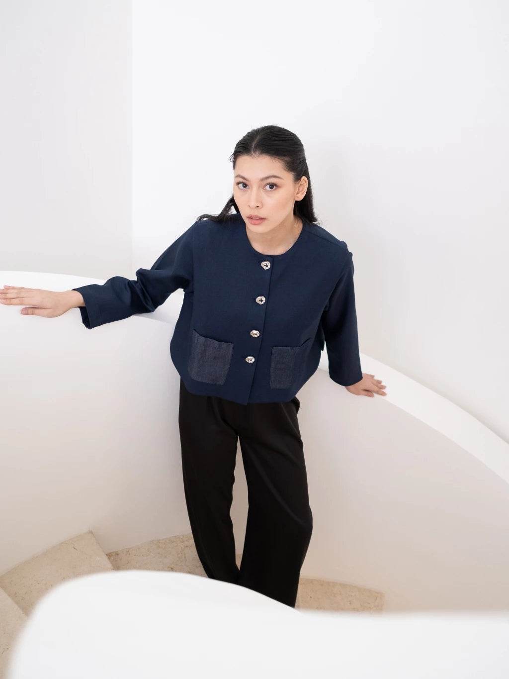 Blue Ladie Long Sleeve Navy - LR Studio