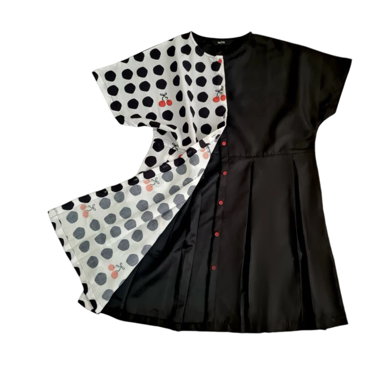 Cherry Polka Dress Black - Saya Saya