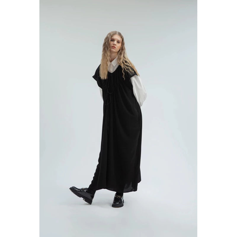 Drawsting Dress Black - Yestoday