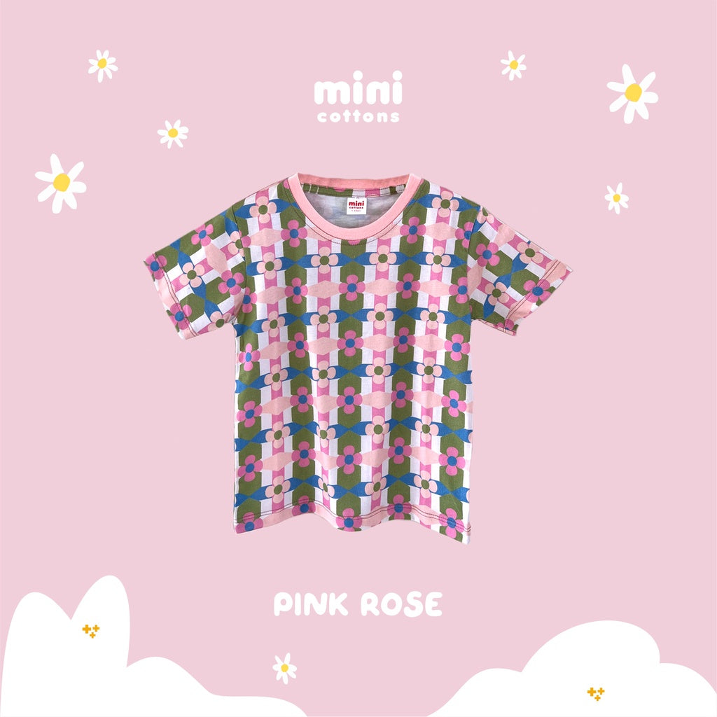 Hgl Bambini - Fullprint Girls Tshirt Pink Rose - Mini Cottons
