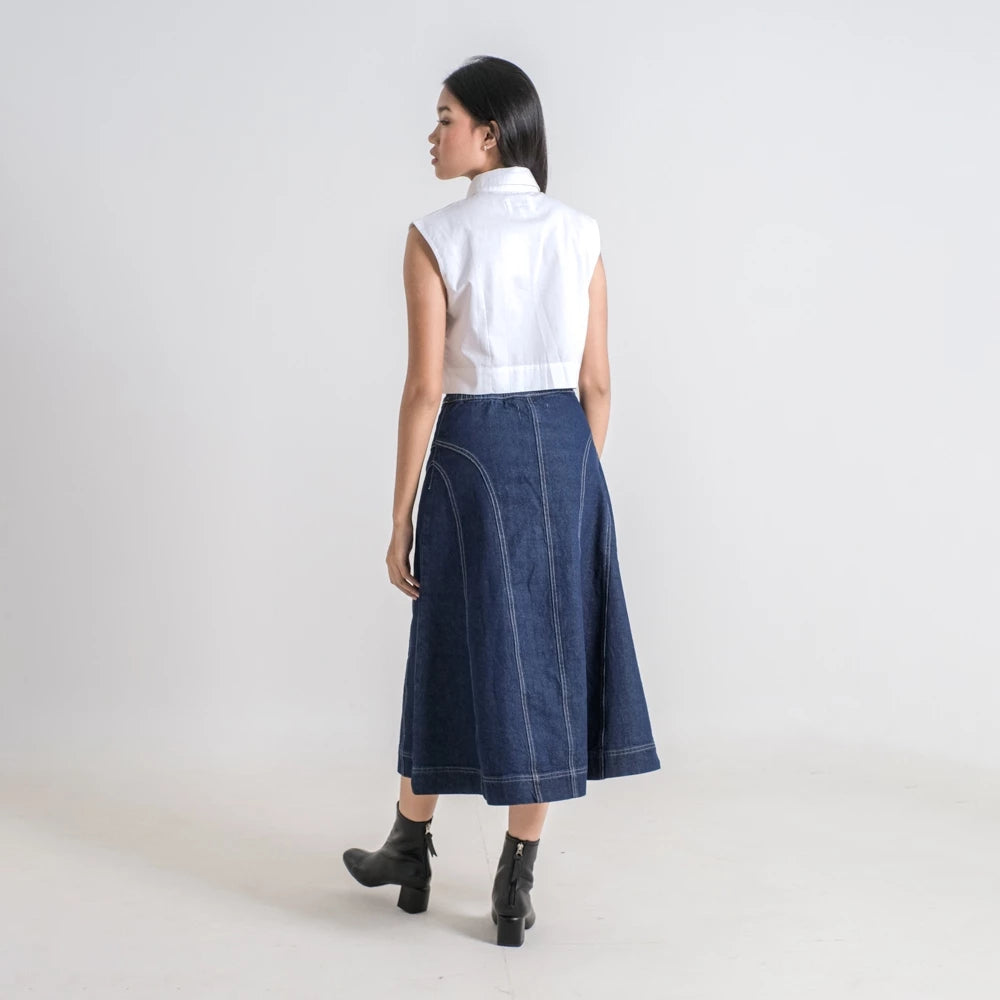 Elsie Denim Skirt Dark Blue - Ambra La Moda