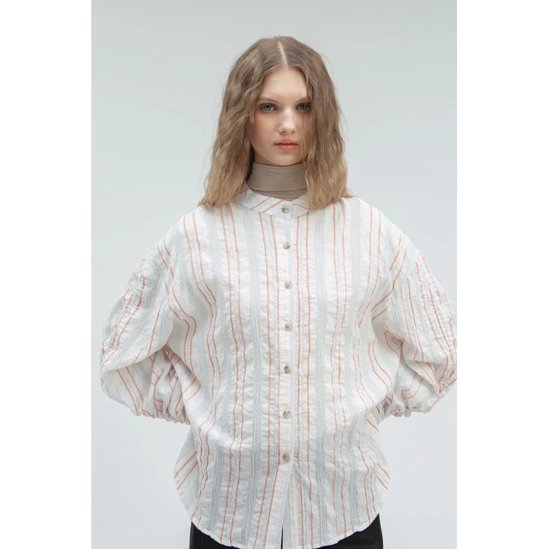 Kaiyo Shirt In Peach Stripe - Yestoday