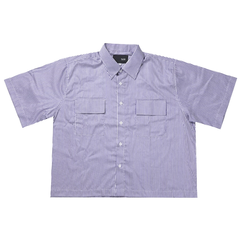 Leo Boxy Shirt White Blue - SVH Official