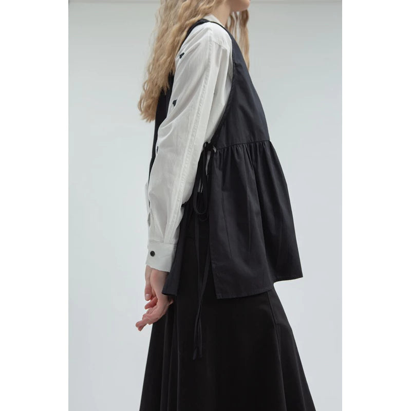 Apron Shirt In Black - Yestoday