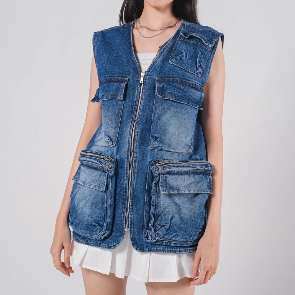 Jameson Denim Cargo Vest - Ambra La Moda