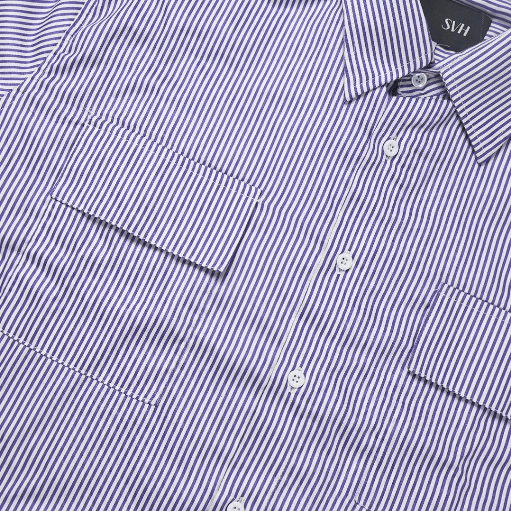 Leo Boxy Shirt White Blue - SVH Official