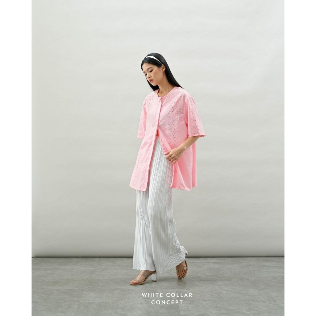 Raya Lace Shirt - White Collar Concept