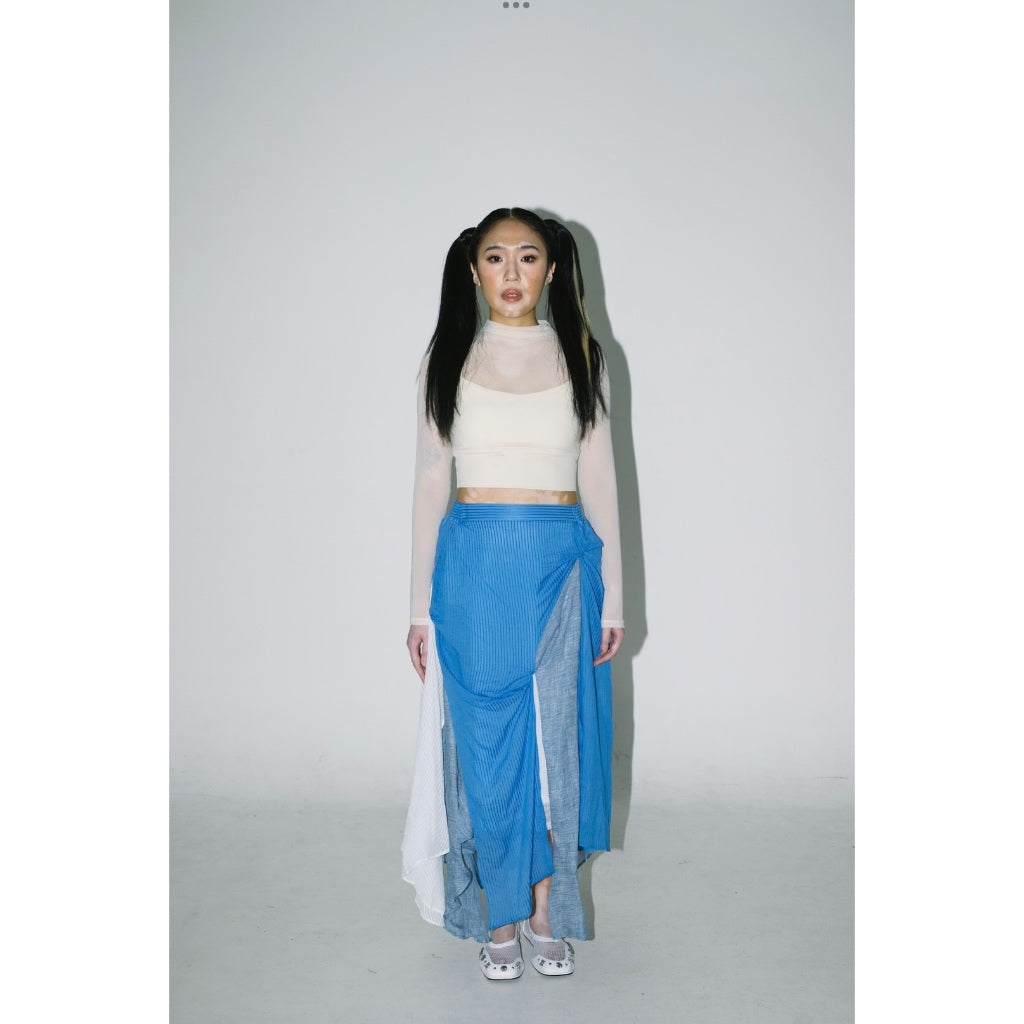 Tricolor Flow Midi Skirt Blue - Wad Studio