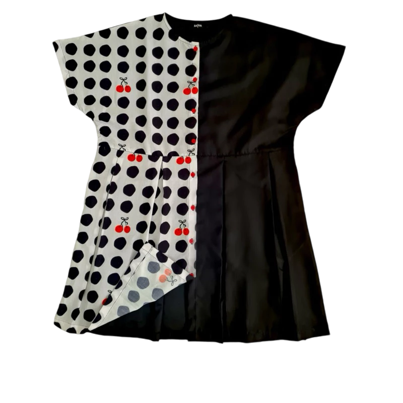 Cherry Polka Dress Black - Saya Saya