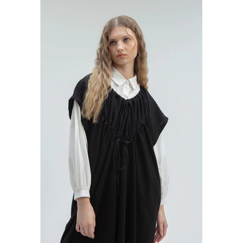 Drawsting Dress Black - Yestoday