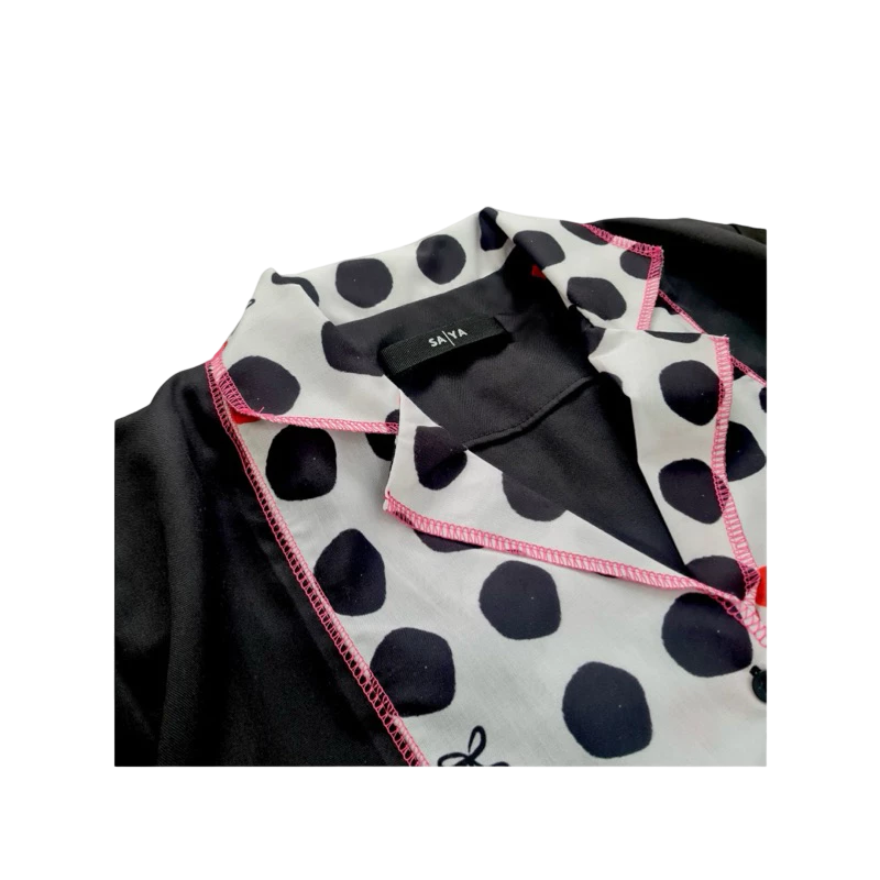 Cherry Polka Shirt Black - Saya Saya