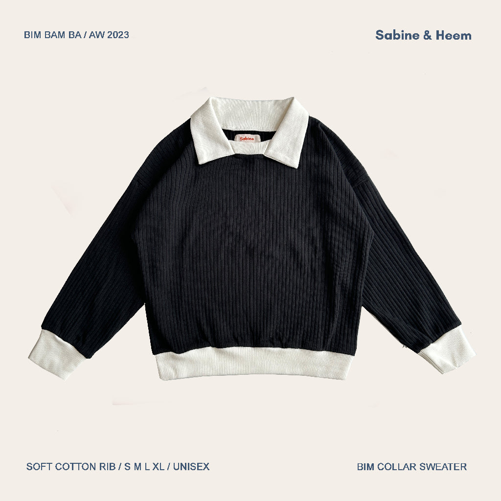 Bim Sweater Collar Ribbed Black - Sabine & Heem