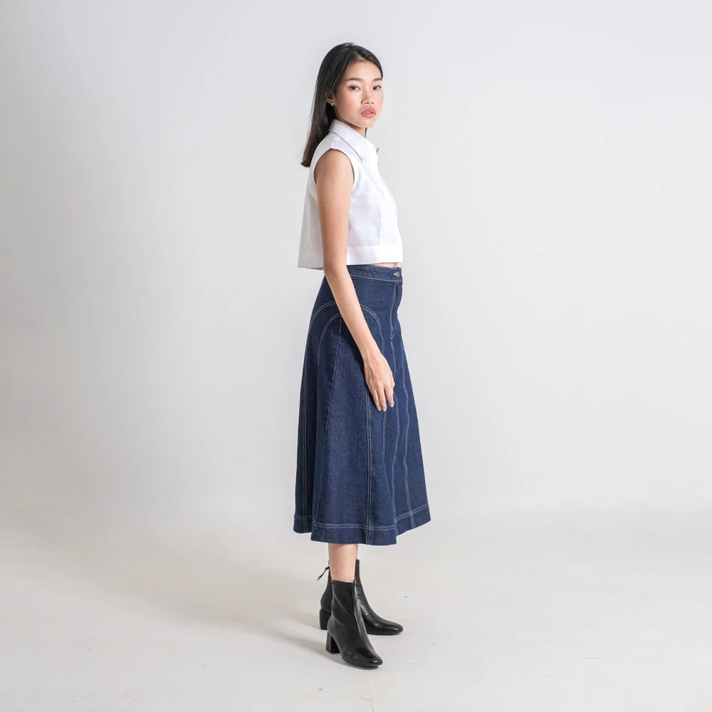 Elsie Denim Skirt Dark Blue - Ambra La Moda