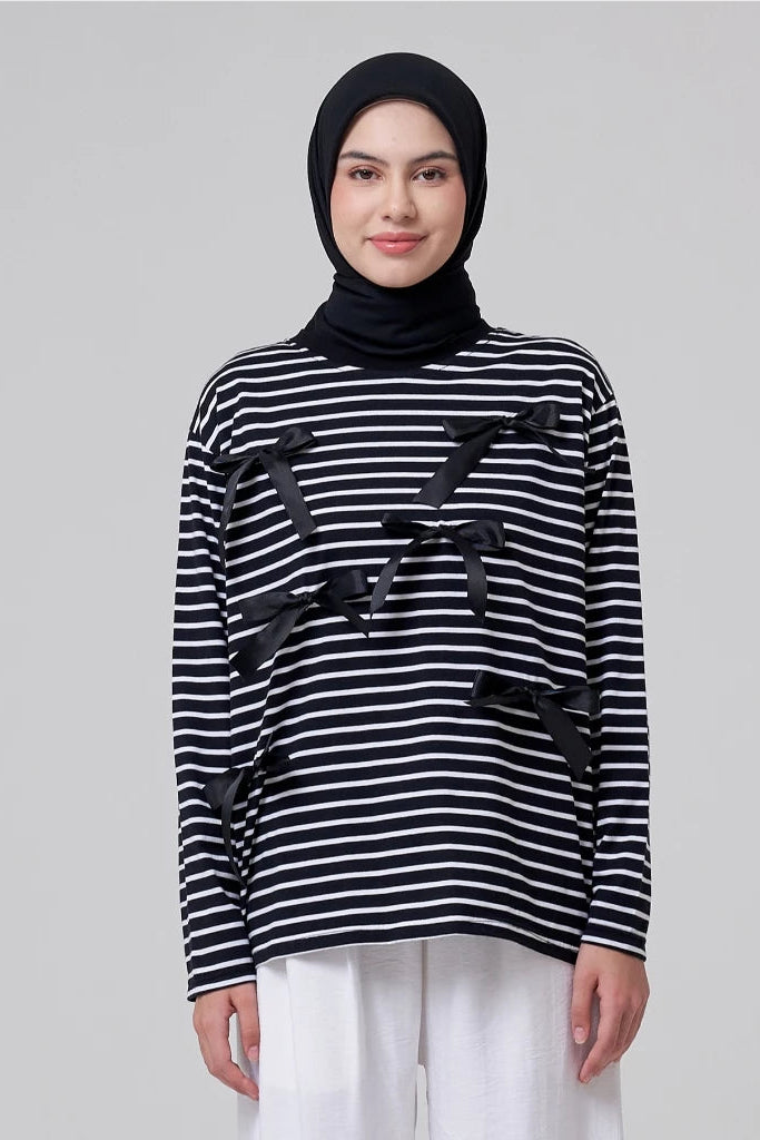 Ribbon Long Shirt ST Black - Aumone