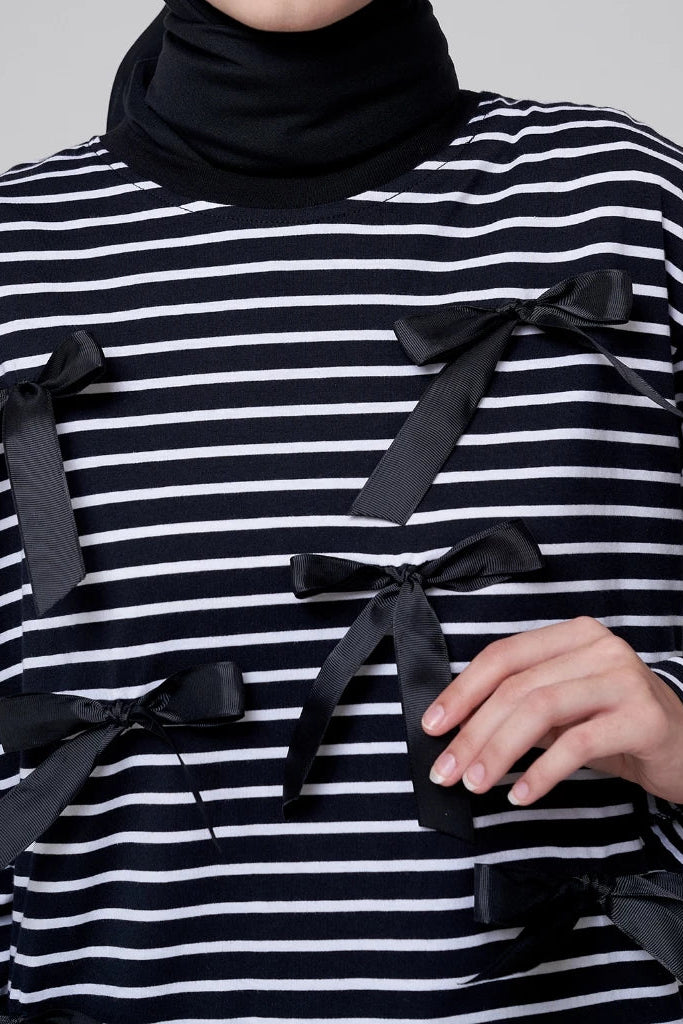 Ribbon Long Shirt ST Black - Aumone
