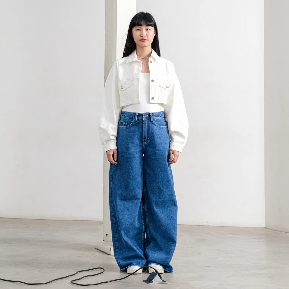 Aiden Denim Wide Leg Pants - Ambra La Moda