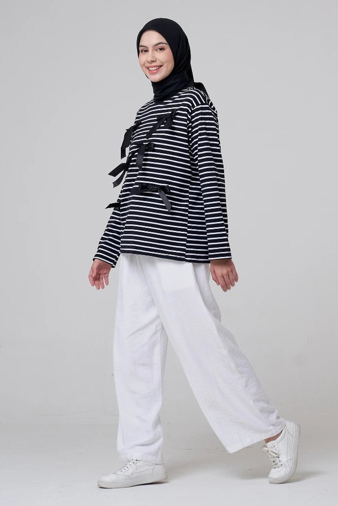 Ribbon Long Shirt ST Black - Aumone