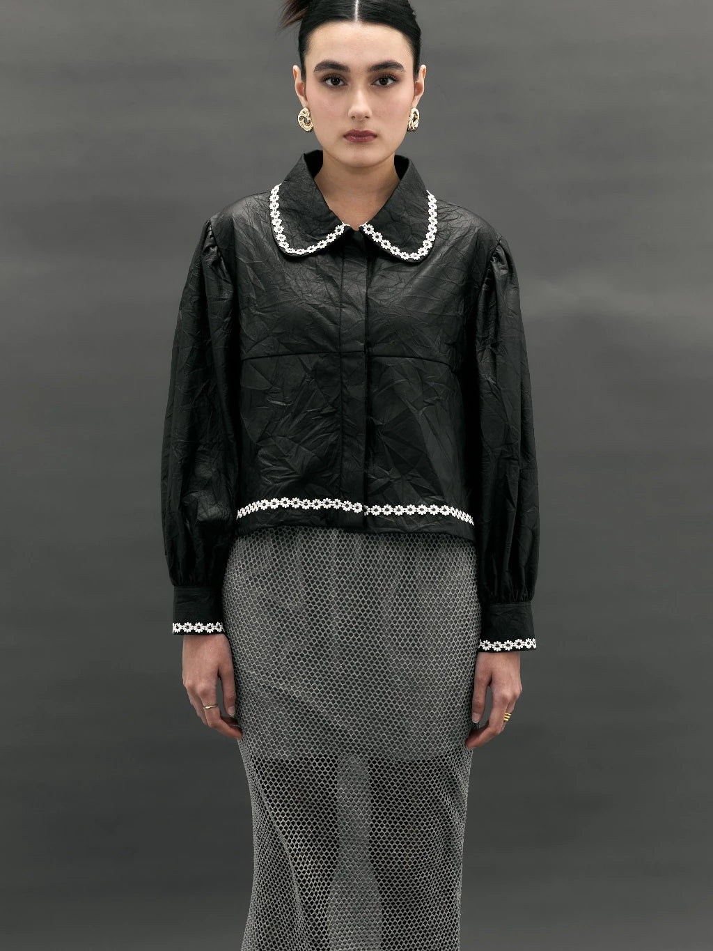 Evelyn Faux Leather Jacket - Mine