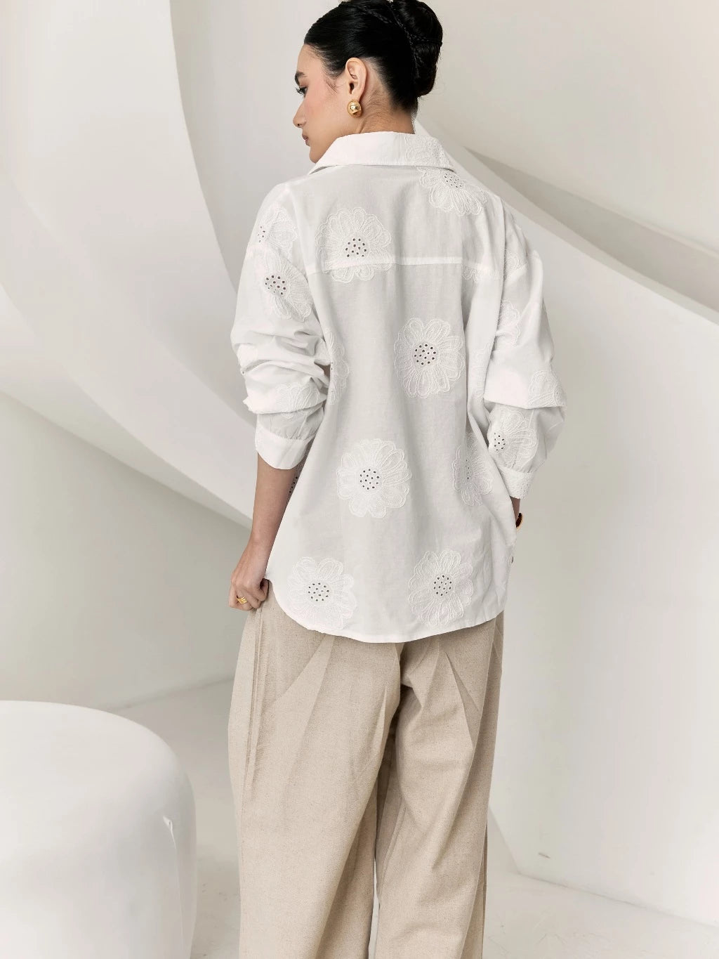 Cana Embroidery Shirt Broken White - Mine