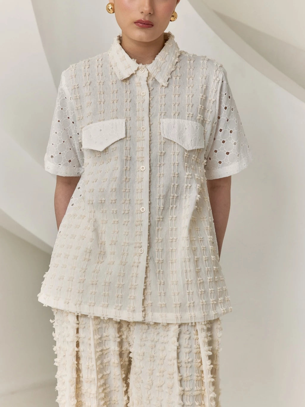 Zoe Shirt Tenun Bulu - Mine