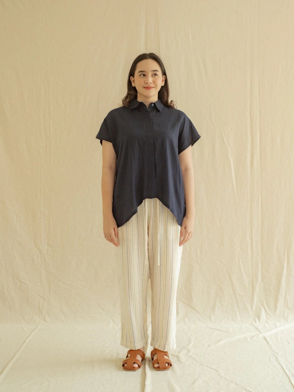 Lurih Pants - Salur Putih Warna - Labuan Linen Wear