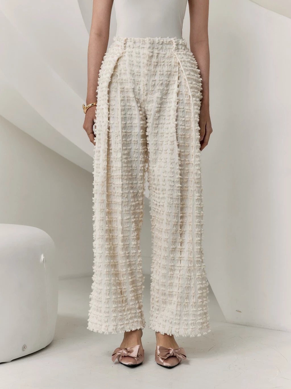Aloe Pants Tenun Bulu Ivory - Mine