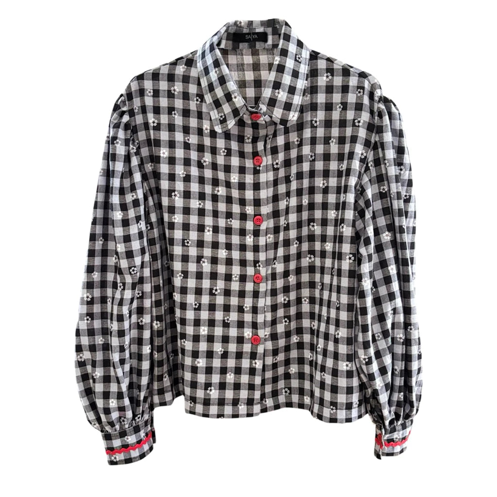 Fleur Puff Shirt Black - Saya Saya