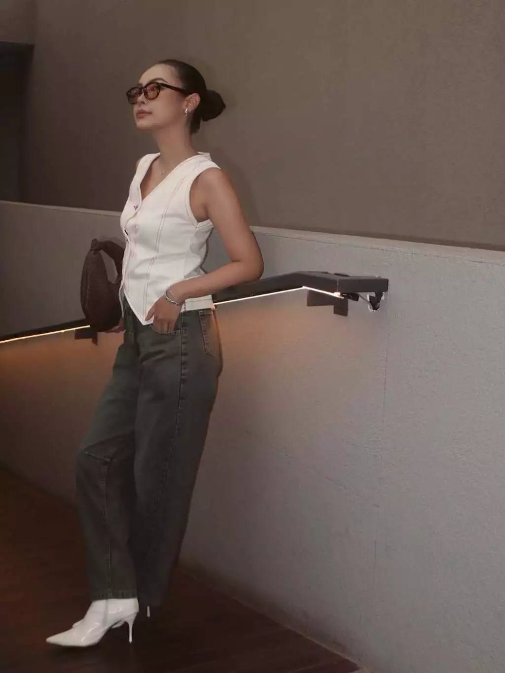 Orlin White Denim Vest Top White - The Auctus