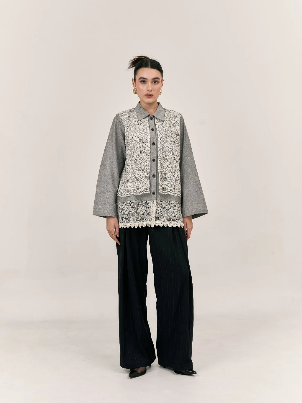 Giana Denim Shirt Brocado - Mine
