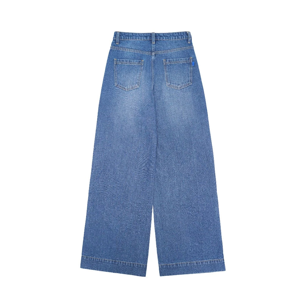 Emily Wide Pants Blue Tint Wash - Daile
