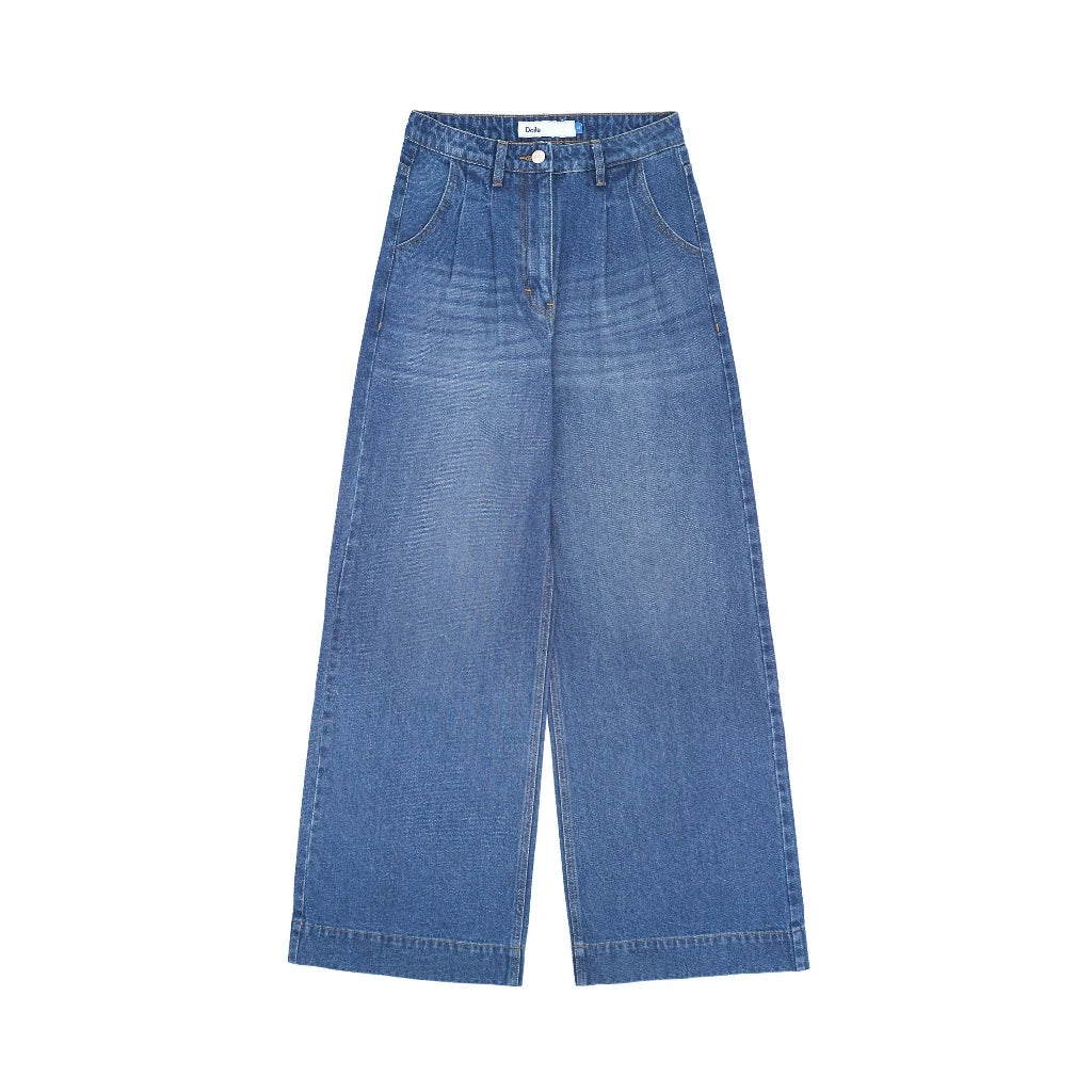 Emily Wide Pants Blue Tint Wash - Daile
