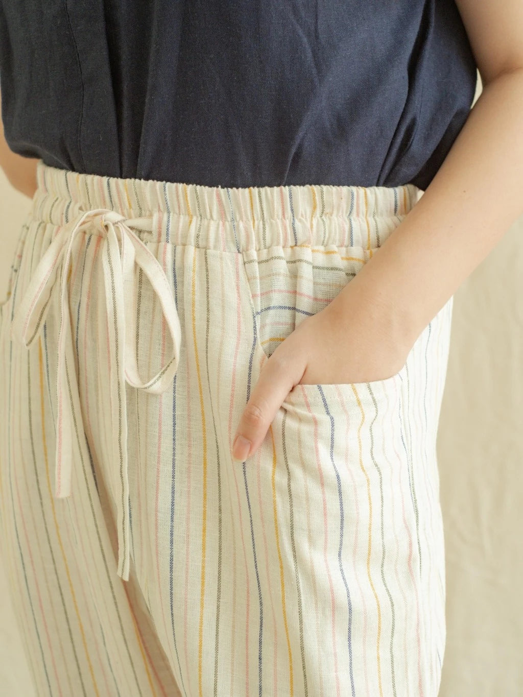 Lurih Pants - Salur Putih Warna - Labuan Linen Wear