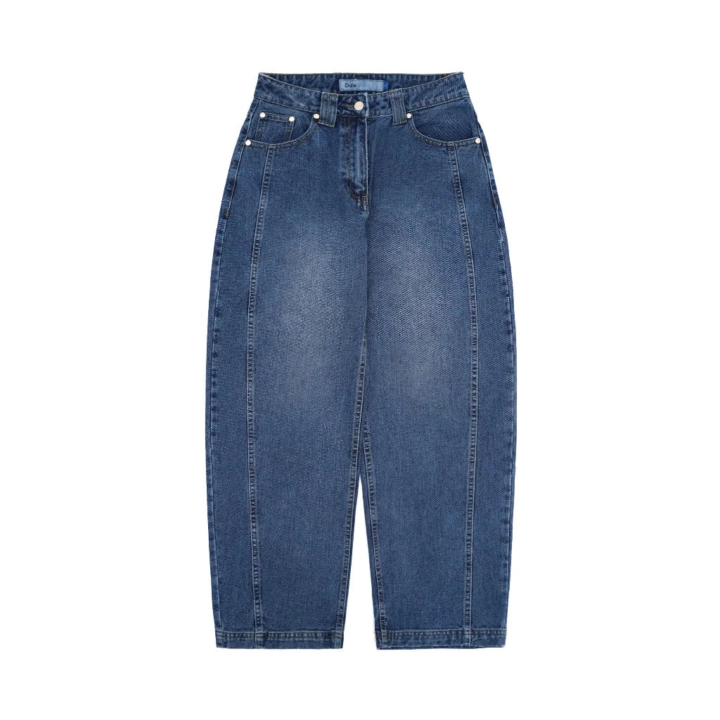 Edden Barrel Pants Sprayed Blue Wash - Daile