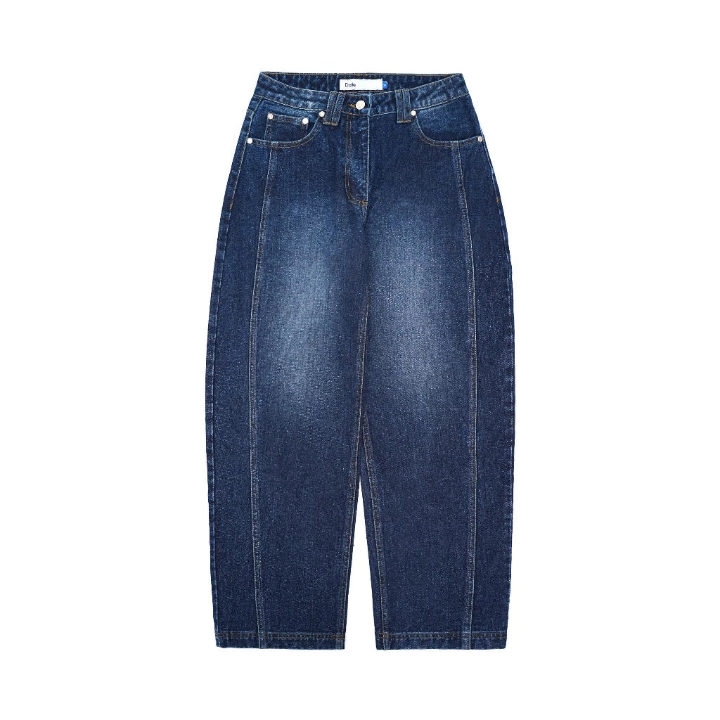 Edden Barrel Pants Sprayed Blue Wash - Daile