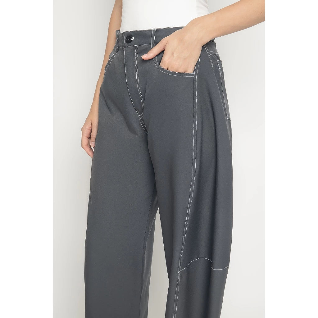 Bailey Barrel Leg Pants Grey - Alexalexa