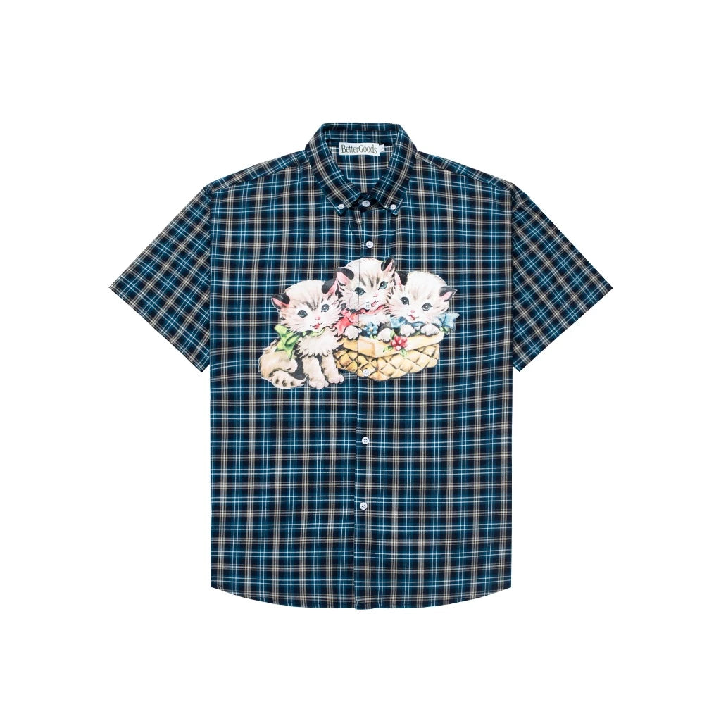 Plaid Kittens Shirt Green - Better Goods