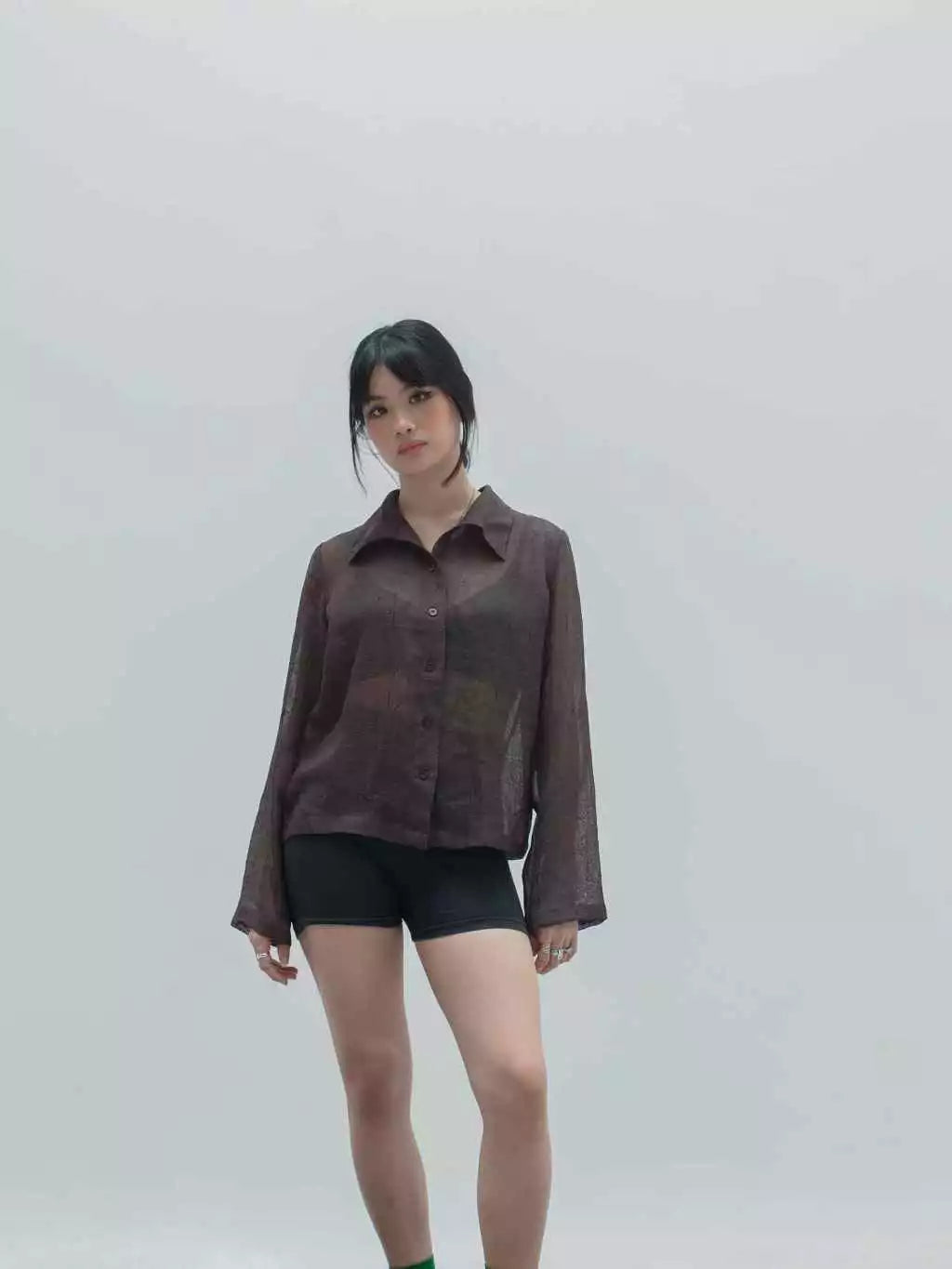 Sheer Shirt In Brown - Ryuryu