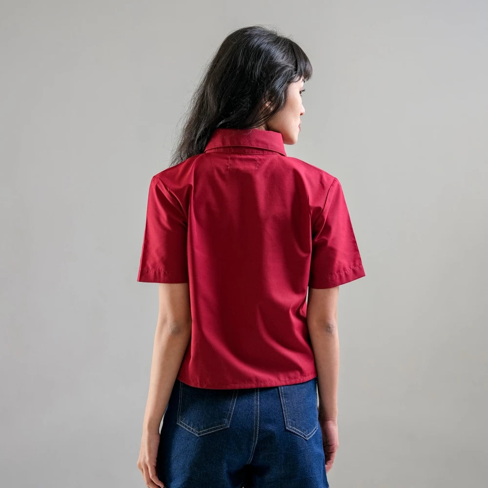 Asher Basic Shirt Maroon - Ambra La Moda