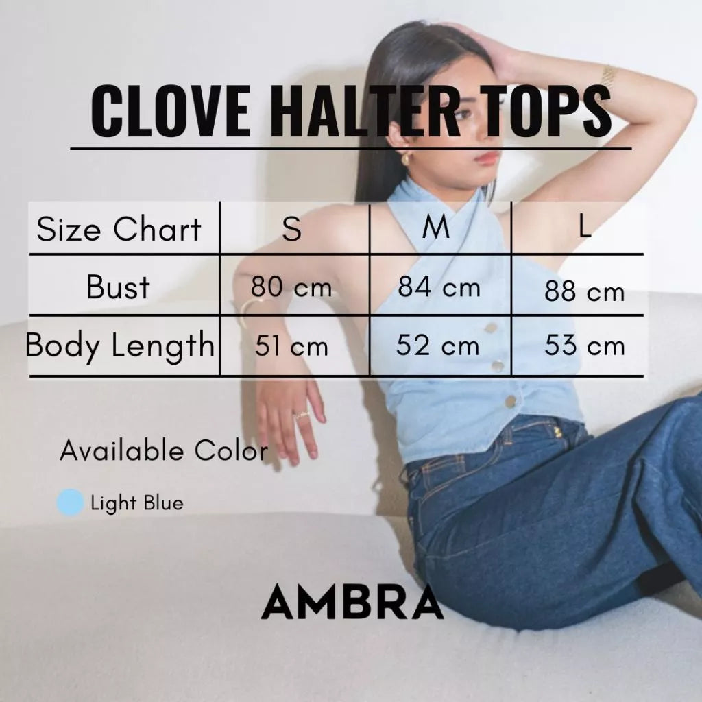 Clove Halter Denim Top - Ambra La Moda