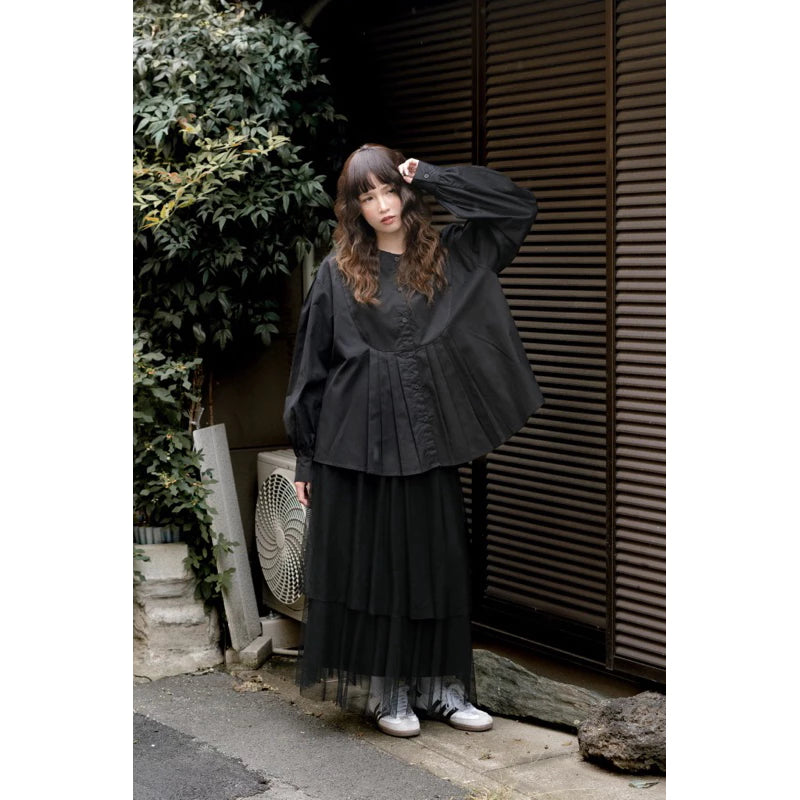 Black Pleated Top - Yestoday